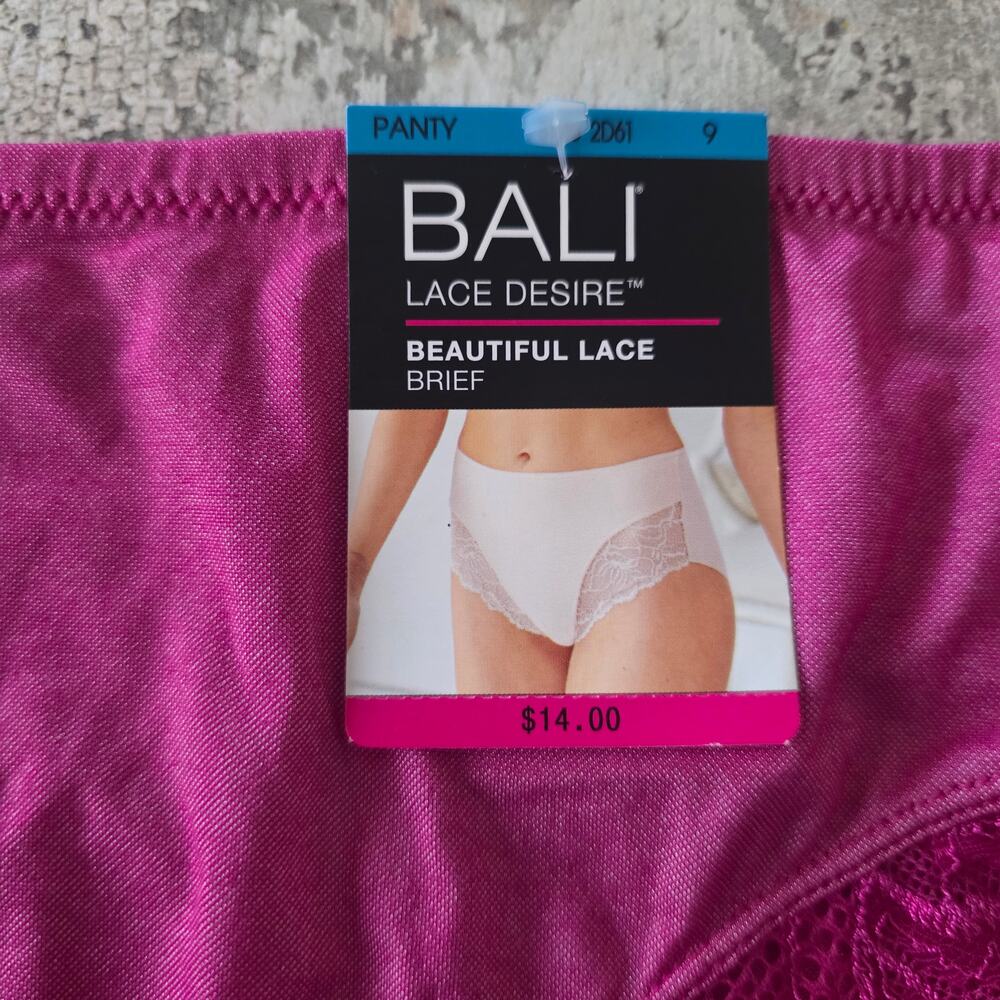 Bali "Lace Desire" Fuchsia Women's Panty Brief Size 9 NWT - Picture 3 of 6